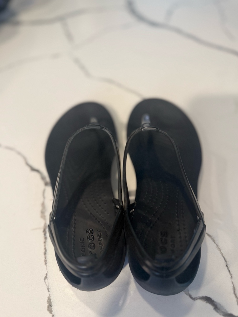 Crocs Sexi Flip Black T-Strap Sandals Women’s Size 7 - Picture 4 of 6